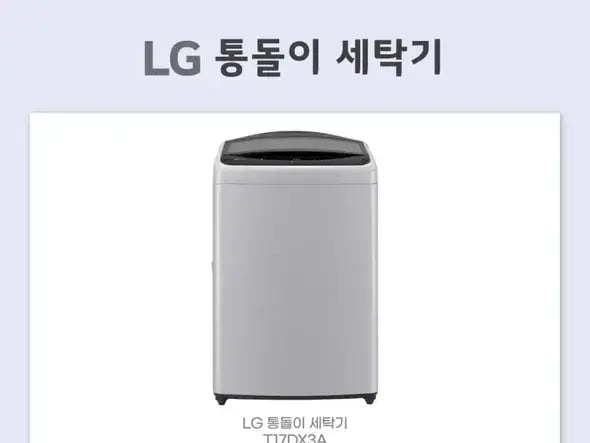 LG전자 통돌이 일반세탁기 17KG T17DX3A / 399,000원