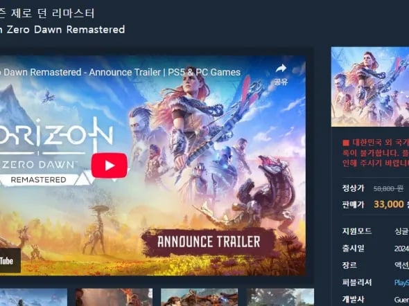 호라이즌 포비든 웨스트 컴플리트, 호라이즌 제로 던 리마스터