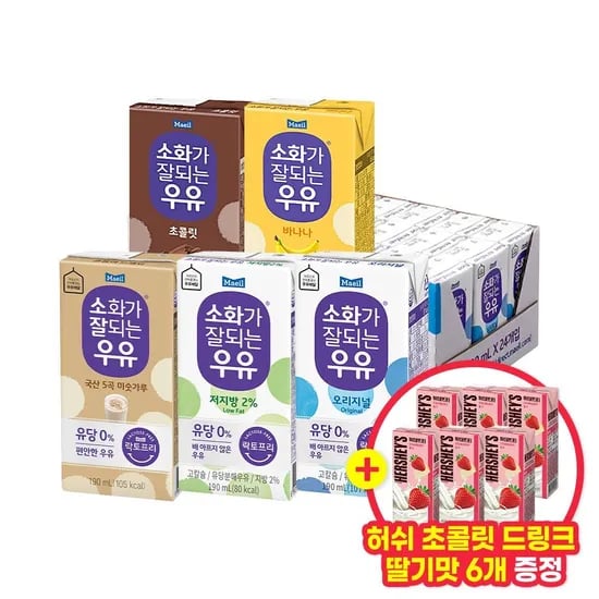소화가잘되는우유 5종 190ml 24팩 (14,990원/무료)