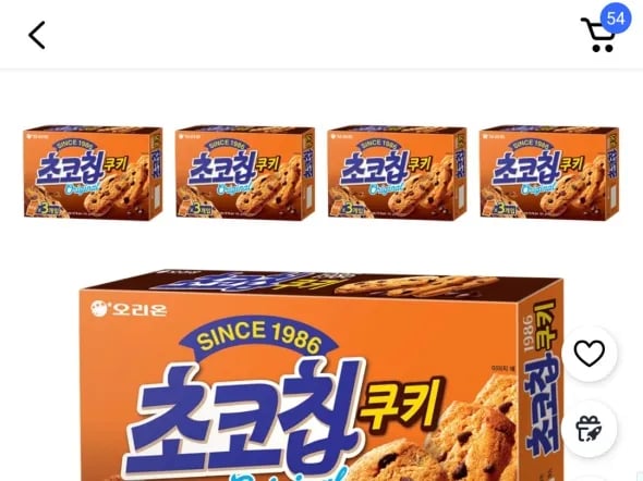 오리온 초코칩쿠키, 192g, 5개 (9,710 / 와우무배)