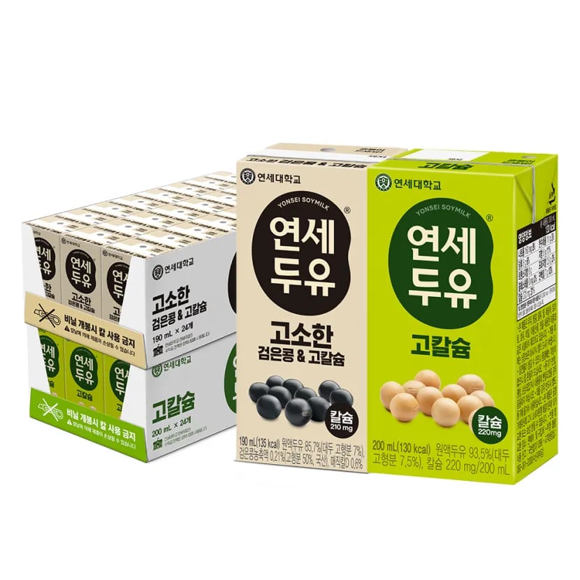두유 고칼슘(200ml*24팩) + 검은콩,고칼슘(190ml*24팩) (업체별도 무료배송)