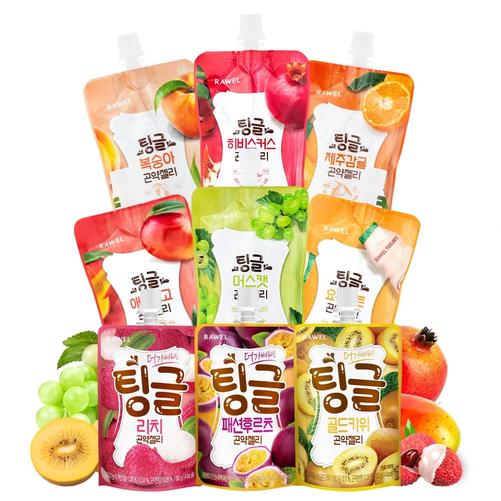 로엘 저칼로리 제로슈가 팅글 곤약젤리 80g/130g 외 다양, 복숭아, 애플망고, 머스캣 포함, 총 25개