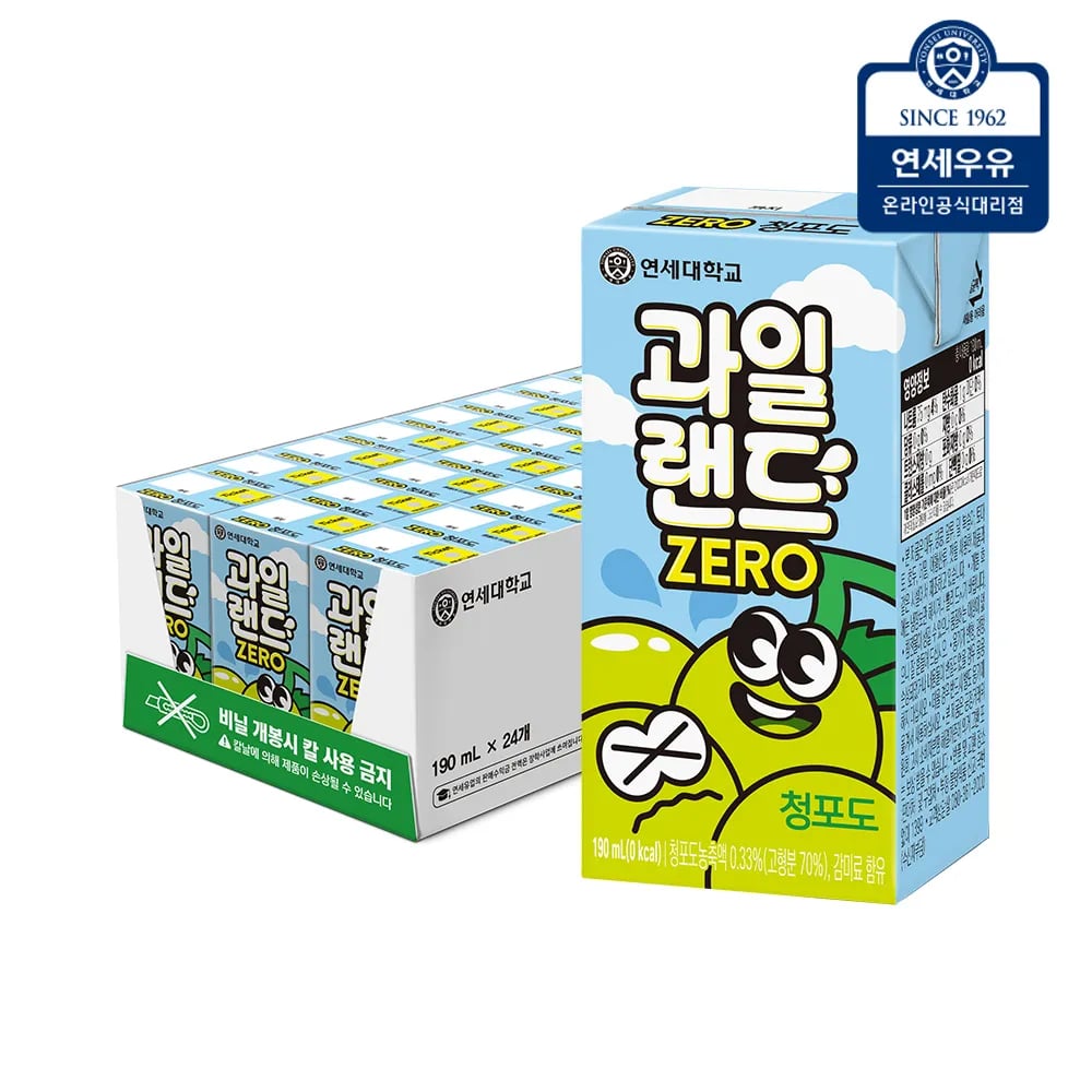 과일랜드 제로 청포도 (190ml*24입) (업체별도 무료배송)