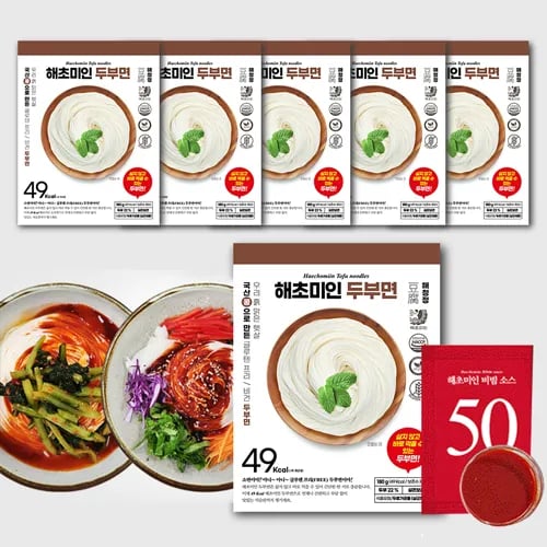 상온 저칼로리 두부면 6봉 국산콩 국수 외 다양 비빔소스 6봉 총 12봉
