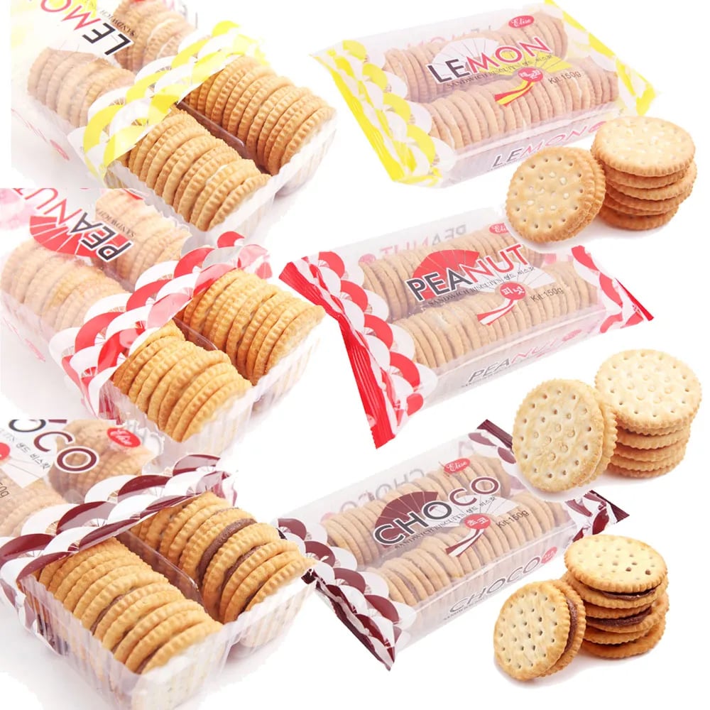 샌드 비스킷 150g 피넛 레몬 초코 맛 랜덤 6봉