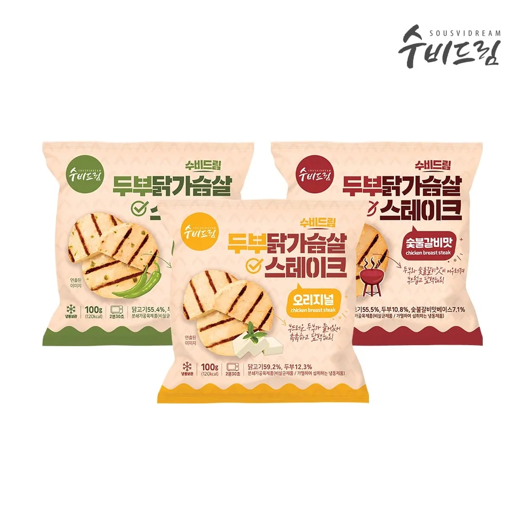 두부 닭가슴살 스테이크 3종 100g 20개이상