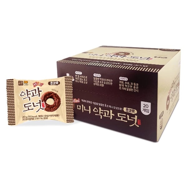 더원 미니 약과도넛 초코 20g 20봉 4박스