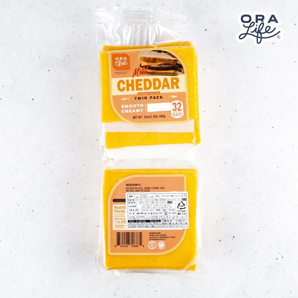 오라라이프 마일드체다 슬라이스 치즈 트윈팩 680g x 2개 (업체별도 무료배송)