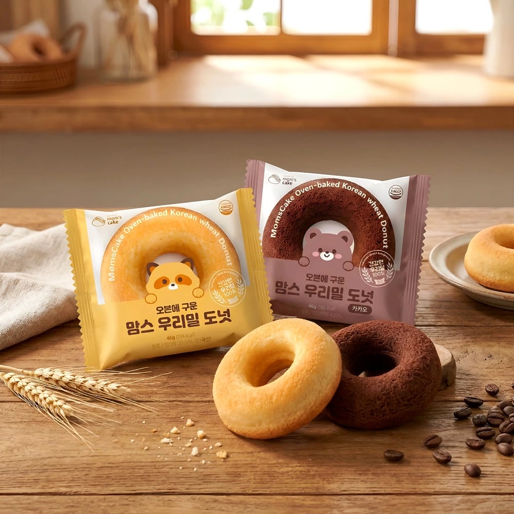 우리밀 도넛 오리지널/카카오 45g x 18개/30개 2종 택1 (업체별도 무료배송)