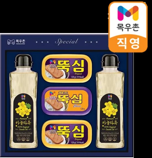 알찬1호 선물세트 (뚝심 120g x 2개+치즈뚝심 120g+카놀라유 250ml x 2개)  (업체별도 무료배송)