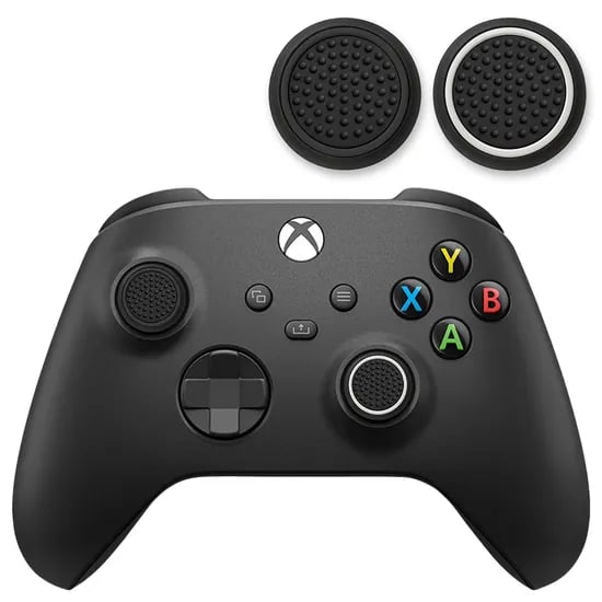 Xbox 컨트롤러 4/3/2 공용 호환 블랙 라인 엠보 게이밍 실리콘 스틱 캡 4P SET, 블랙블랙 2P, 블랙화이트 2P, 1개