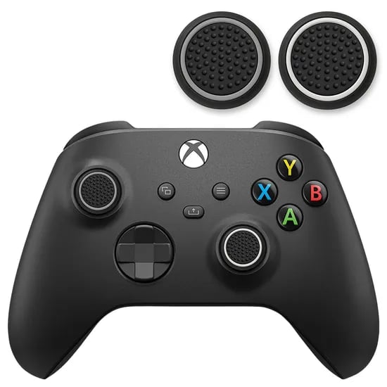 Xbox 컨트롤러 4/3/2 공용 호환 블랙 라인 엠보 게이밍 실리콘 스틱 캡 4P SET, 블랙그레이 2P, 블랙화이트 2P, 1개