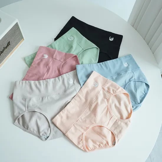 벌집 하이웨스트 팬티, L, 그린 + 핑크 + 라이트핑크 + 블루 + 그레이 + 블랙, 6개입, 1세트