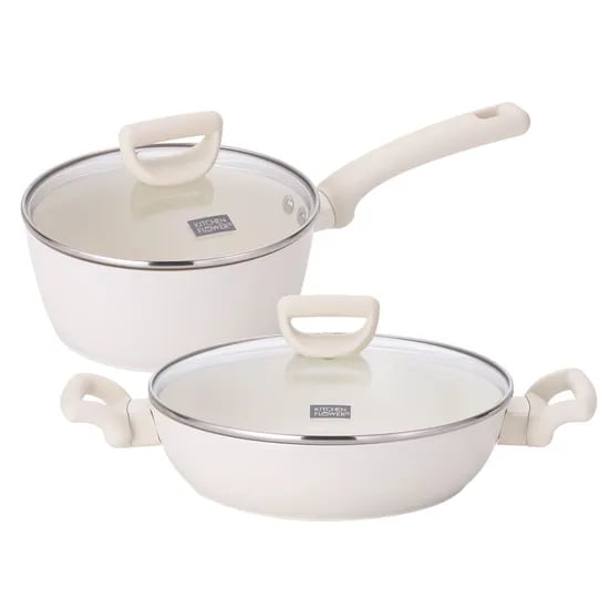 키친플라워 꾸테 세라믹 인덕션 냄비, 편수 18cm + 전골 24cm, 1세트