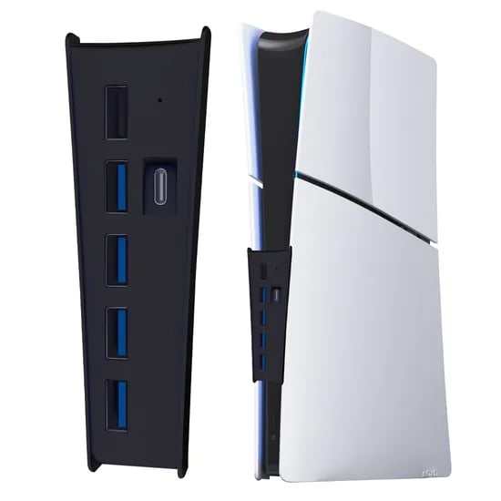 소니 플레이스테이션 PS5 프로 슬림 호환 USB 2.0 5포트 USB 3.1 C타입 1포트 허브 확장 어댑터 블랙 1개
