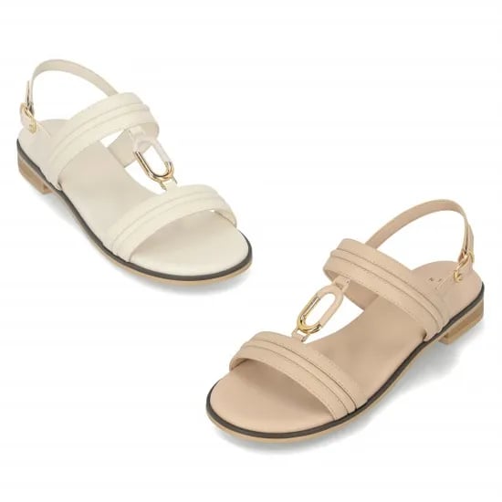 엘칸토 인텐스 여성 플랫 샌들 2cm, 베이지, 240mm
