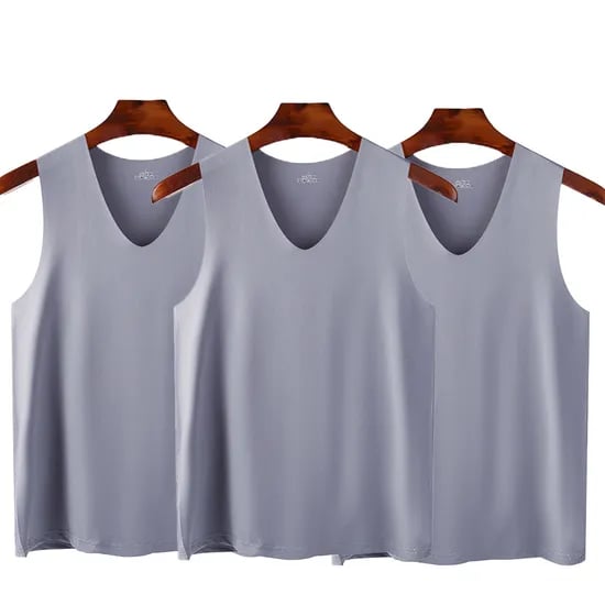 심리스 V넥 남성 쿨 나시, 그레이, 3XL, 3개