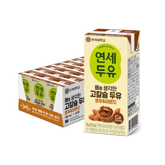 연세두유 뼈를 생각한 고칼슘 두유 호두&아몬드, 190ml, 24팩