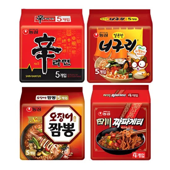 농심, 신라면, 120g, 5개 + 너구리, 120g, 5개 + 사천 짜파게티, 137g, 4개 + 오징어짬뽕, 124g, 5개