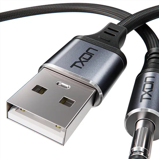 티엑스온 USB 전원케이블 DC 5v 외경 3.5mm 케이블 SB-C2, 그레이+블랙, 1.2m, 1개