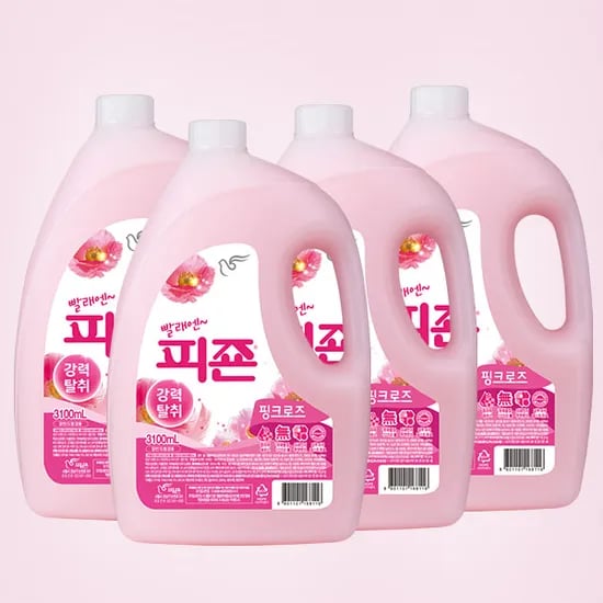 피죤 섬유유연제, 핑크로즈, 3.1L, 4개