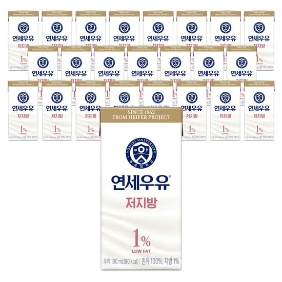 연세우유 멸균우유, 저지방, 190ml, 24개
