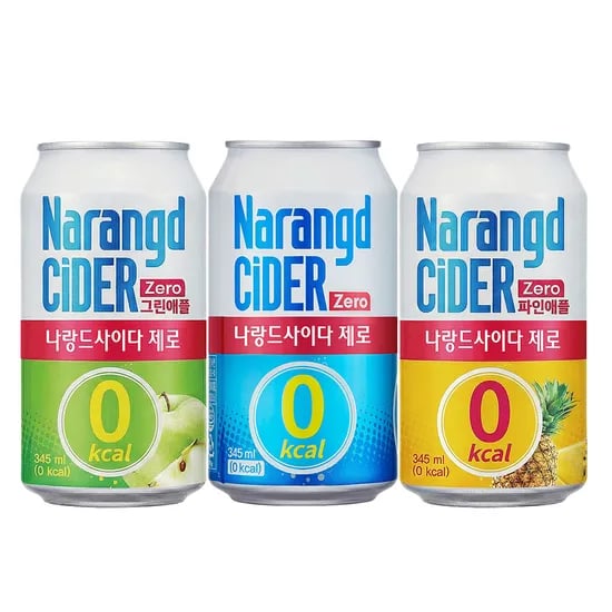 나랑드 사이다 제로 파인애플, 345ml, 24개