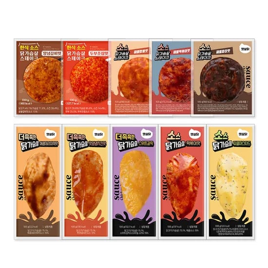햇살닭 소스 닭가슴살 10종 혼합, 100g, 30팩