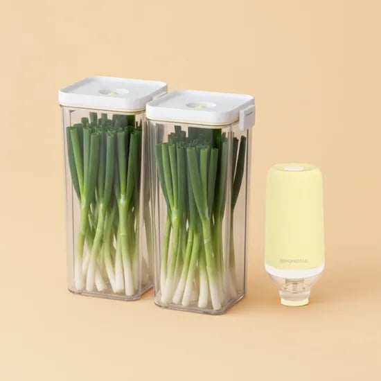 모노테일 세보리 무선 미니 진공포장기 VP901, 진공 밀폐용기 1770ml 2개, 무선 진공포장기 1개