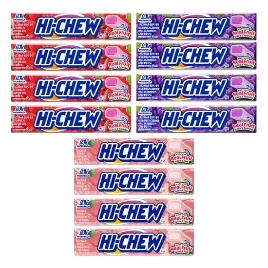모리나가 하이츄, 딸기맛 4개, 포도맛 4개, 복숭아맛 4개, 57g, 12개
