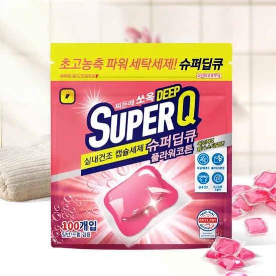 슈퍼딥큐 캡슐세제 플라워코튼향, 8g, 100개입, 1개