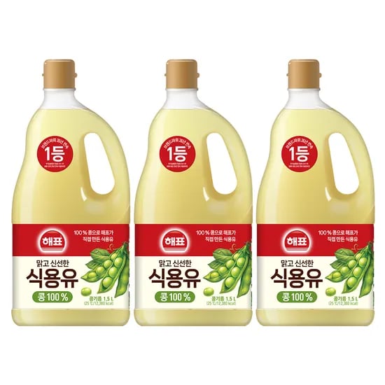 해표 콩기름, 1.5L, 3개