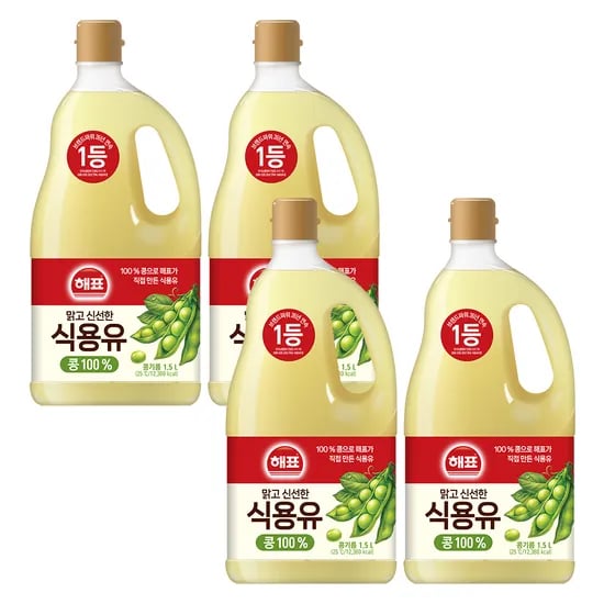 해표 콩기름, 1.5L, 4개