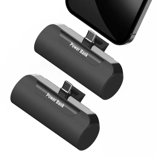 도킹형 대용량 미니 보조배터리 세트, 5000mAh, 블랙, C타입, 2개