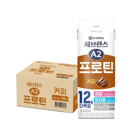 연세우유 세브란스 A2 프로틴 커피맛 12g 단백질, 190ml, 16개