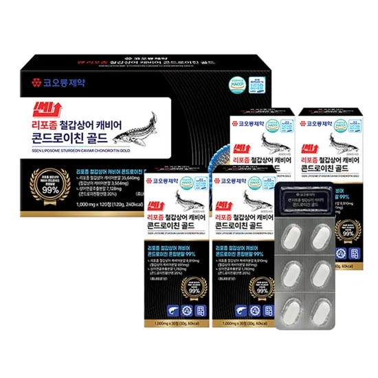 코오롱제약 리포좀 철갑상어 캐비어 콘드로이친 골드 선물, 1,000mg, 120정, 1세트