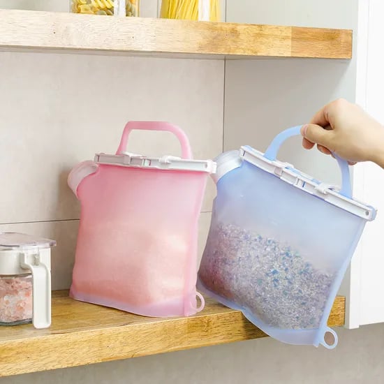 인블룸 열탕소독 가능한 실리콘 잡곡통, 블루 + 핑크, 1.5L, 2개