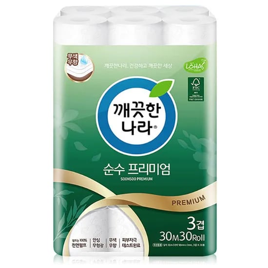깨끗한나라 순수 프리미엄, 30m, 3겹, 30롤