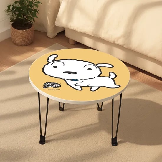 레토지엠에스 짱구는 못말려 다용도 원형 접이식 테이블, CBT-FC02 흰둥이, 500mm, 2인용