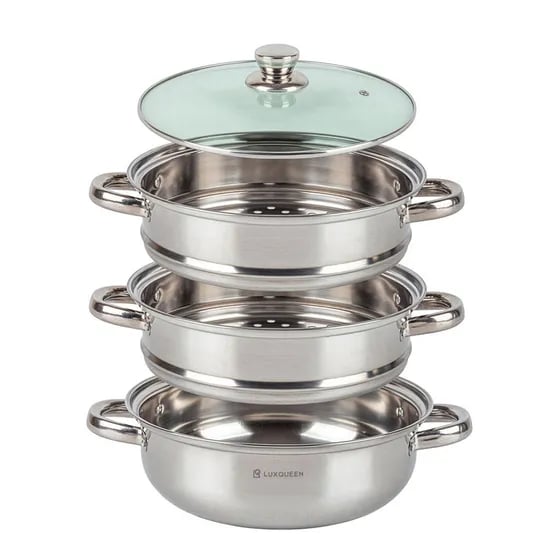 렉스퀸 모어 스팀 IH 인덕션 스텐 3단 찜기 찜솥 28cm 4개