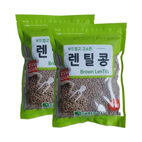 대한농산 브라운 렌틸콩 , 600g, 2개