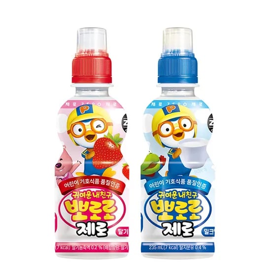 팔도 뽀로로 제로, 235ml, 밀크맛 12개 + 딸기맛 12개, 24개
