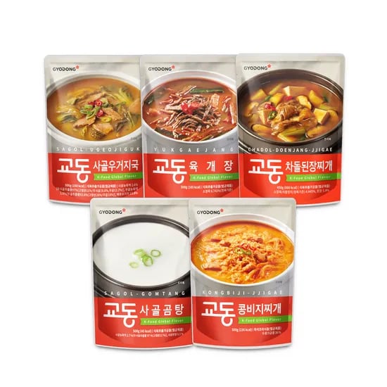 교동 사골우거지국 + 육개장 + 차돌된장찌개 + 사골곰탕 + 콩비지찌개, 2450g, 1세트