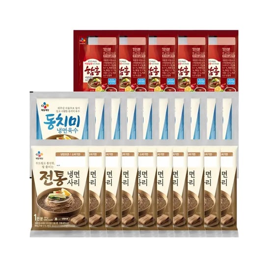 CJ제일제당 동치미 냉면육수, 300g, 10개 + 냉면사리, 150g, 10개 + 함흥비빔소스, 85g, 5개