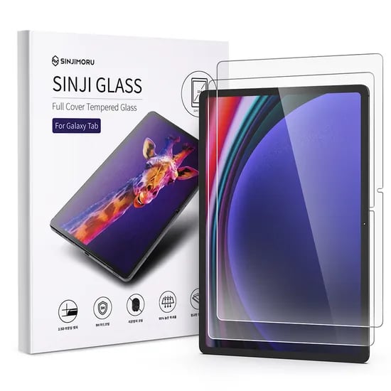 신지모루 갤럭시탭 풀커버 강화유리 액정보호필름, S10FE Plus, 투명, 2매, 1개