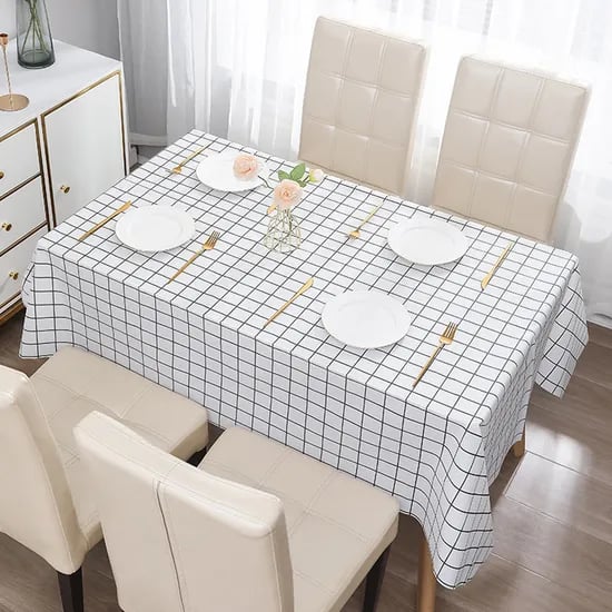 북유럽 감성 PVC 체크 방수 테이블보 90x137cm 브라운 2개