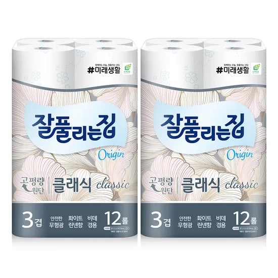미래생활 잘풀리는집 클래식, 3겹, 27m, 12롤, 2팩