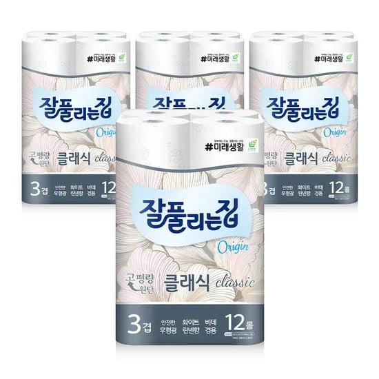 미래생활 잘풀리는집 클래식, 3겹, 27m, 12롤, 4팩