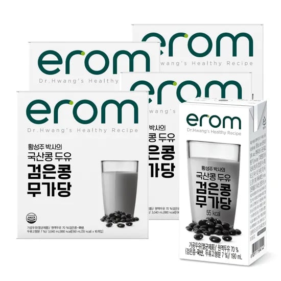 이롬 황성주 국산콩 두유 검은콩 무가당, 190ml, 64개