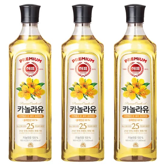 해표 카놀라유, 900ml, 3개
